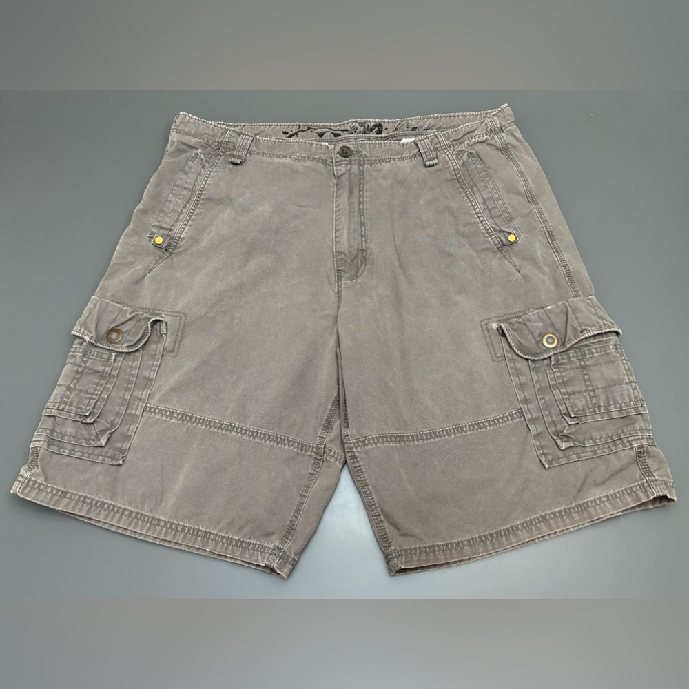 Cargo Shorts Men’s Size 44 Gray Pockets Relaxed Fit 100% Cotton “Parts” FLAW!